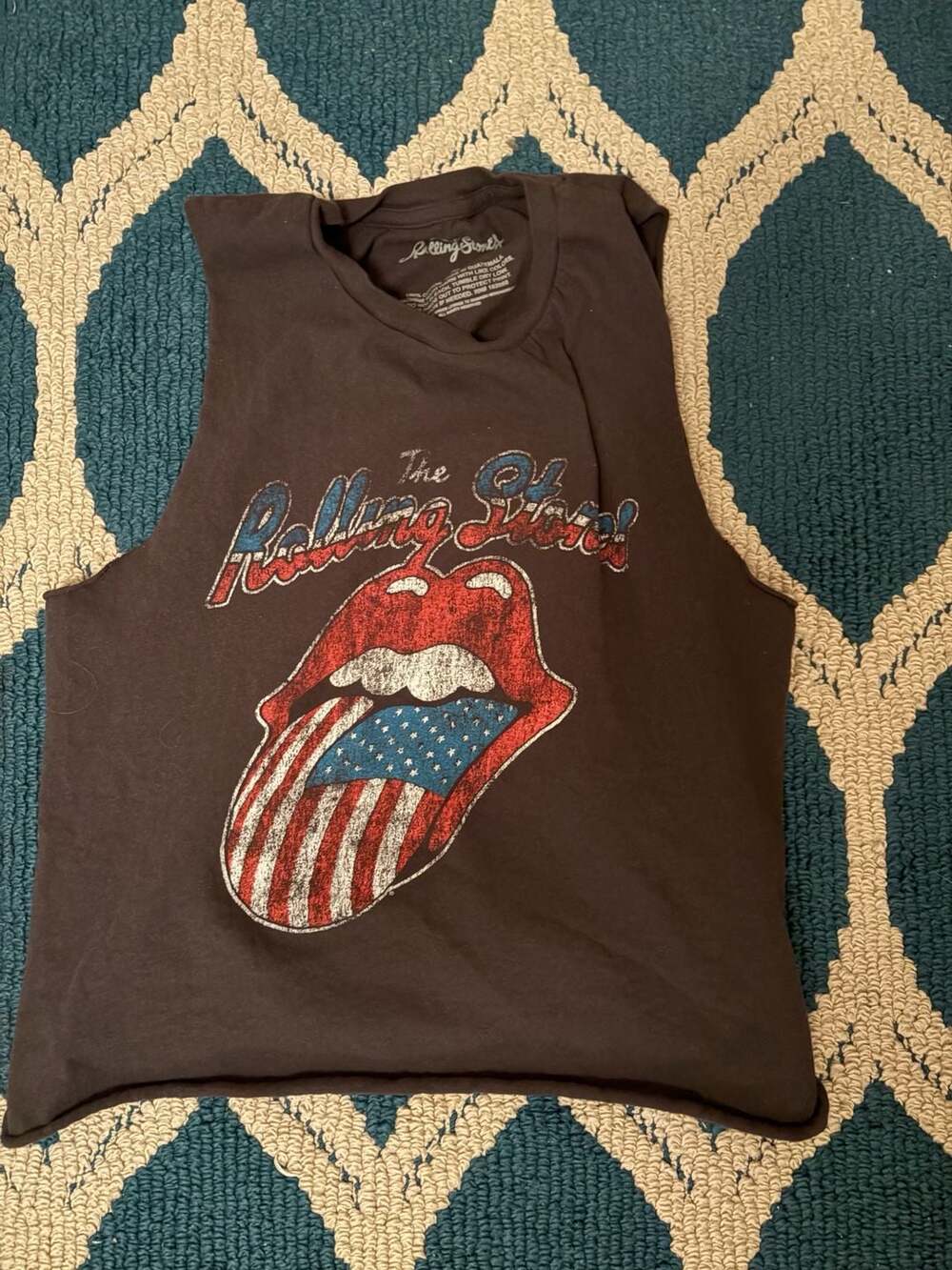 The Rolling Stones American Flag Tongue Graphic Muscle Tank Top